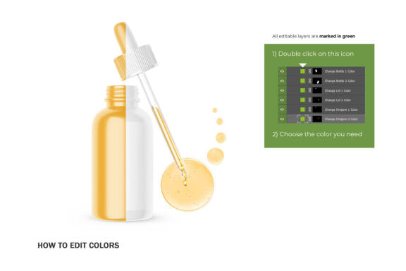 Glossy Dropper Bottle - Cosmetic Product Mockup
