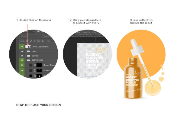 Glossy Dropper Bottle - Cosmetic Product Mockup