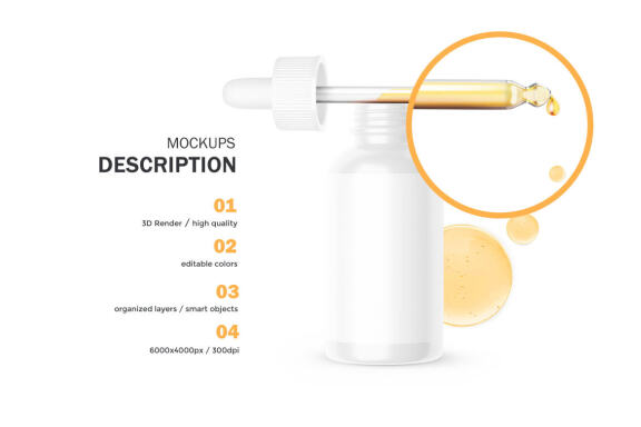 Glossy Dropper Bottle - Cosmetic Product Mockup