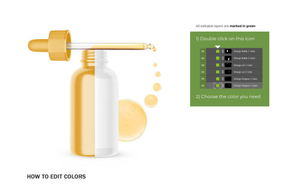 Glossy Dropper Bottle - Cosmetic Product Mockup