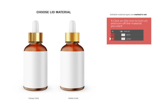 Frosted Amber Glass Dropper Bottle With Golden Lid - Cosmetic Product Mockup