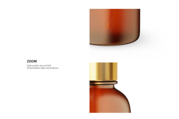 Frosted Amber Glass Dropper Bottle With Golden Lid - Cosmetic Product Mockup