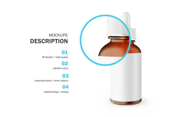 Frosted Amber Glass Dropper Bottle - Cosmetic Product Mockup