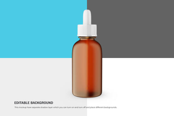 Frosted Amber Glass Dropper Bottle - Cosmetic Product Mockup