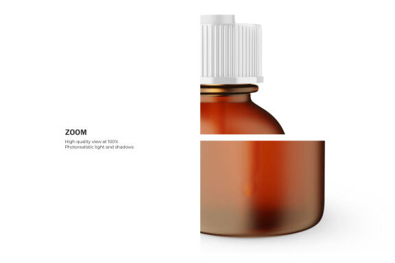 Frosted Amber Glass Dropper Bottle - Cosmetic Product Mockup