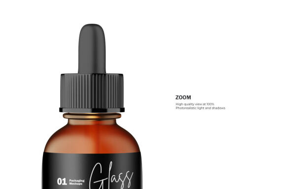 Frosted Amber Glass Dropper Bottle - Cosmetic Product Mockup