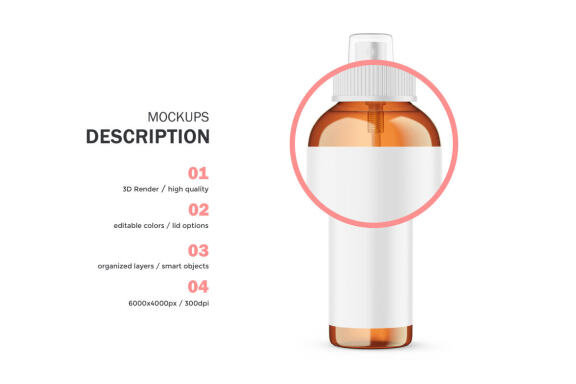 Amber Glass Spray Bottle - Cosmetic Product Mockup