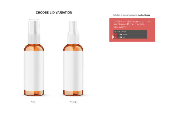 Amber Glass Spray Bottle - Cosmetic Product Mockup