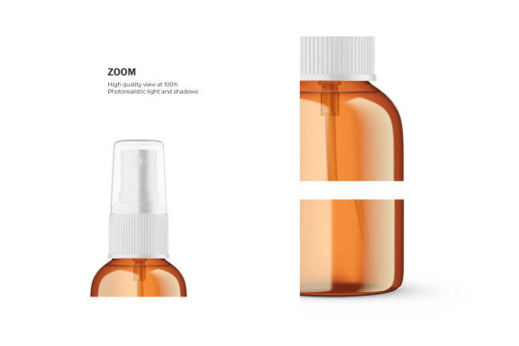 Amber Glass Spray Bottle - Cosmetic Product Mockup
