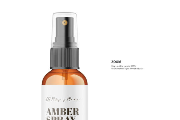 Amber Glass Spray Bottle - Cosmetic Product Mockup