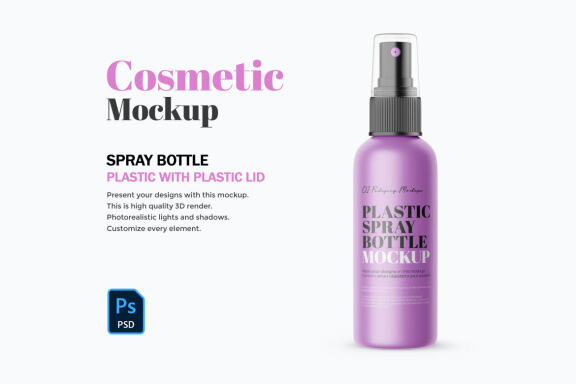 Plastic Spray Bottle - Cosmetic Product Mockup