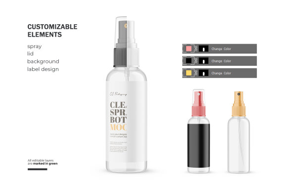 Clear Glass Spray Bottle - Cosmetic Product Mockup