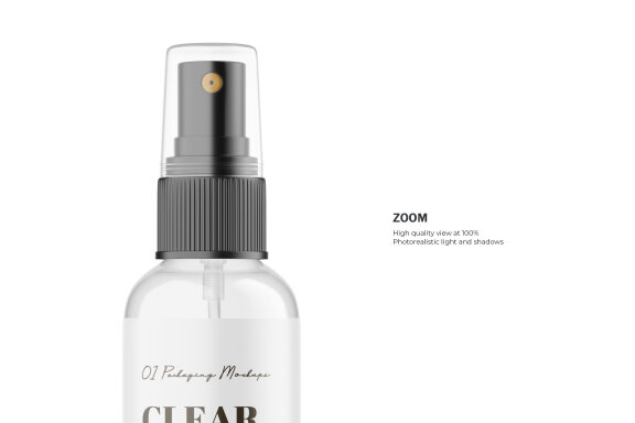 Clear Glass Spray Bottle - Cosmetic Product Mockup