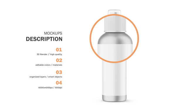 Metallic Spray Bottle - Cosmetic Product Mockup