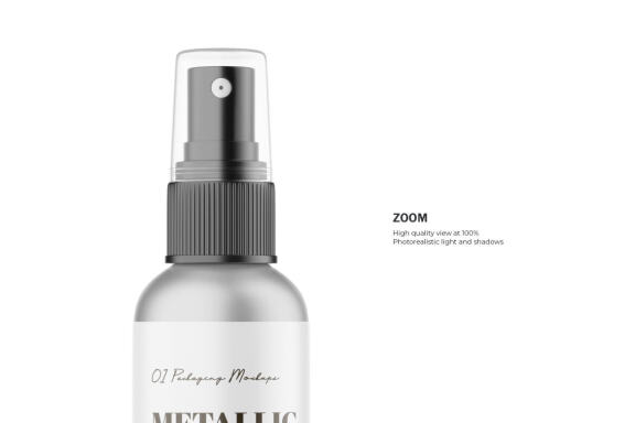 Metallic Spray Bottle - Cosmetic Product Mockup