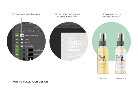Glass Spray Bottle With Oil - Cosmetic Product Mockup
