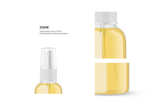 Glass Spray Bottle With Oil - Cosmetic Product Mockup