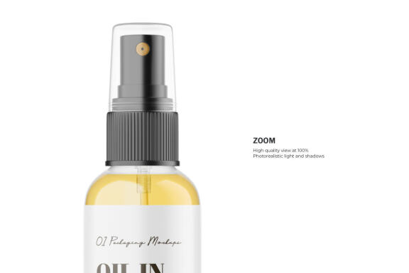 Glass Spray Bottle With Oil - Cosmetic Product Mockup