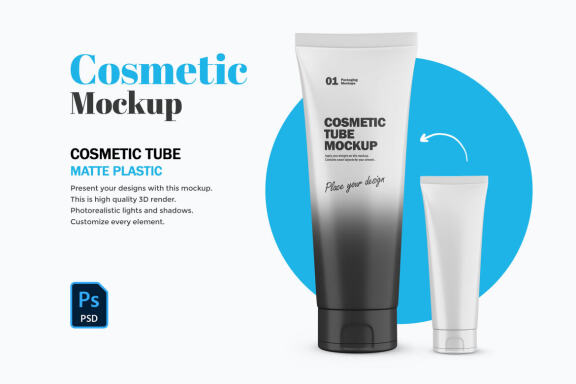 Plastic Tube - Cosmetic Product PSD Mockup
