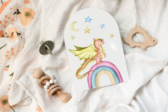 Dragons and fairytale castles watercolor clipart