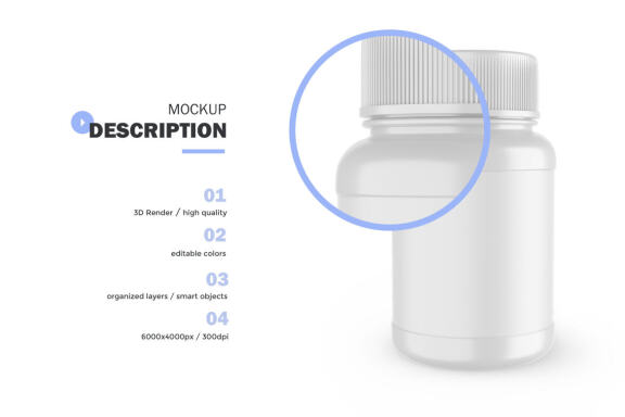 Plastic Container - Pills Bottle - PSD Mockup