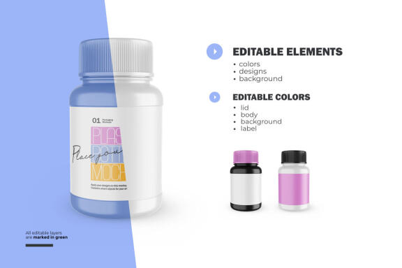Plastic Container - Pills Bottle - PSD Mockup
