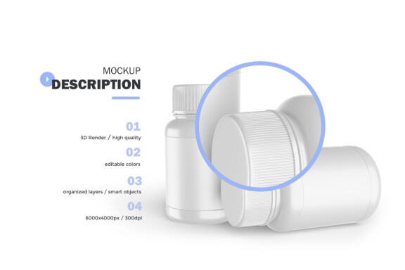 Plastic Container - Pills Bottle - PSD Mockup