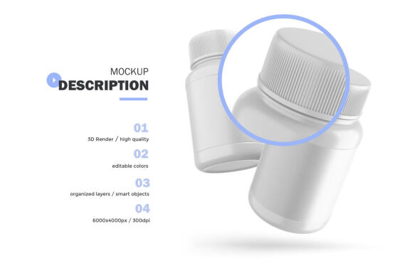 Plastic Container - Pills Bottle - PSD Mockup