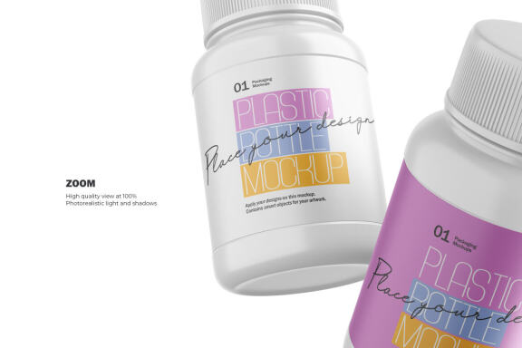 Plastic Container - Pills Bottle - PSD Mockup