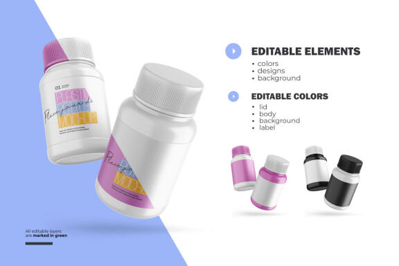 Plastic Container - Pills Bottle - PSD Mockup