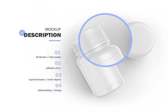 Plastic Container - Pills Bottle - PSD Mockup