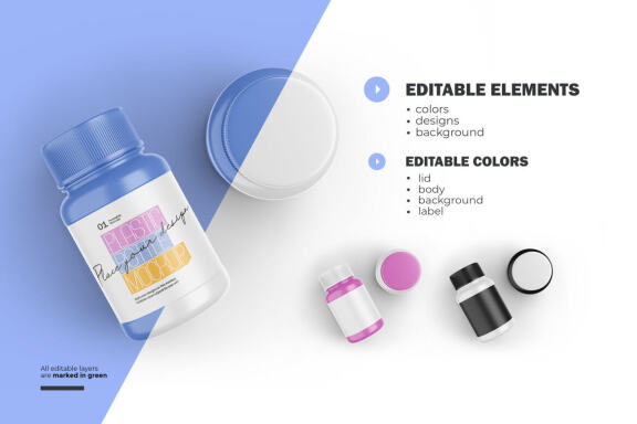 Plastic Container - Pills Bottle - PSD Mockup