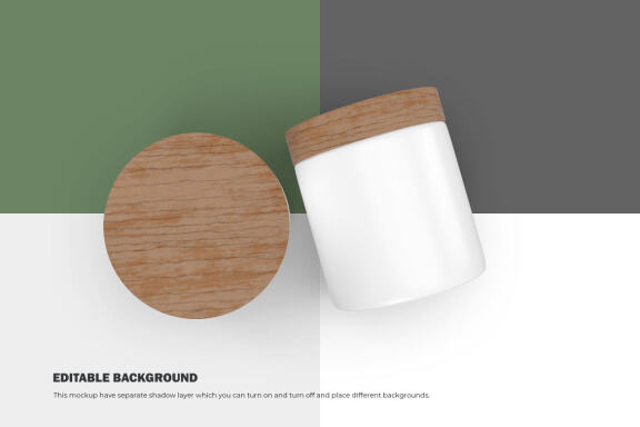 Plastic Jars With Wooden Lids - Cosmetic Product Mockup