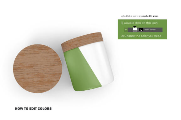 Plastic Jars With Wooden Lids - Cosmetic Product Mockup