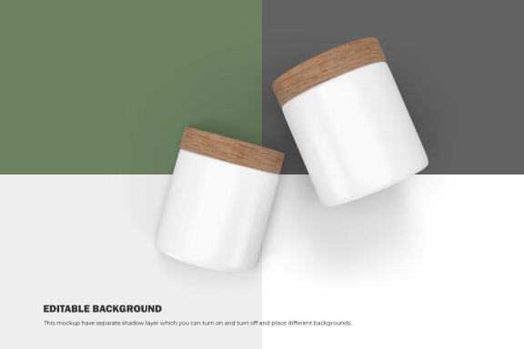 Plastic Jars With Wooden Lids - Cosmetic Product Mockup