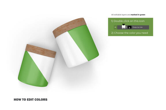 Plastic Jars With Wooden Lids - Cosmetic Product Mockup