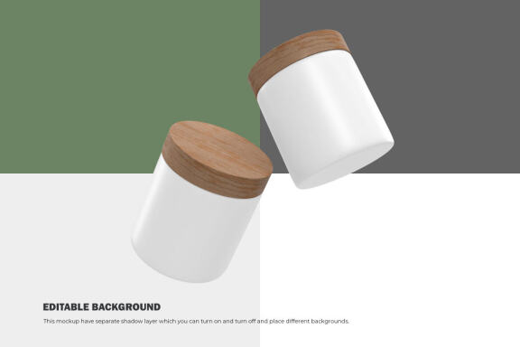 Plastic Jars With Wooden Lids - Cosmetic Product Mockup