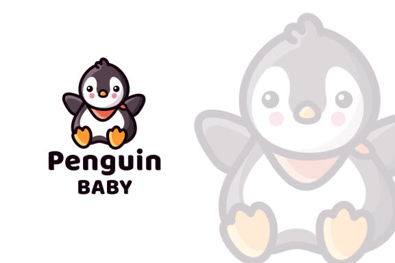 Penguin Baby Cute Logo Template