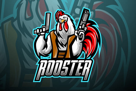 Rooster With Gun Mascot