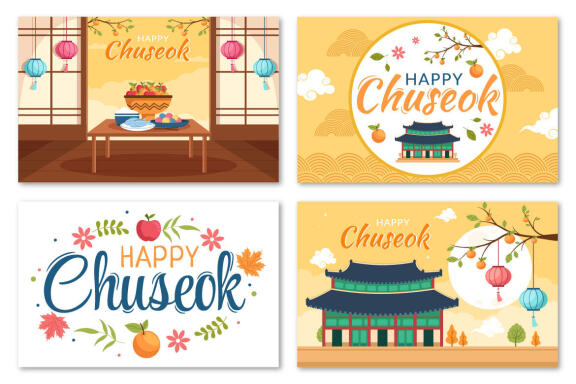 17 Happy Chuseok Day Cartoon Illustration