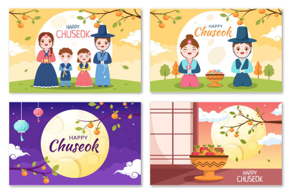 17 Happy Chuseok Day Cartoon Illustration