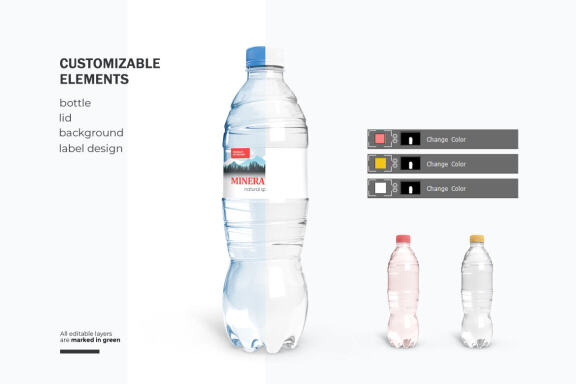 Plastic Water Bottle - Product PSD Mockup