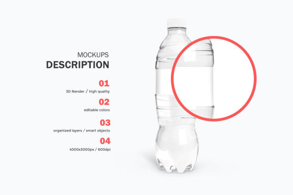 Plastic Water Bottle - Product PSD Mockup