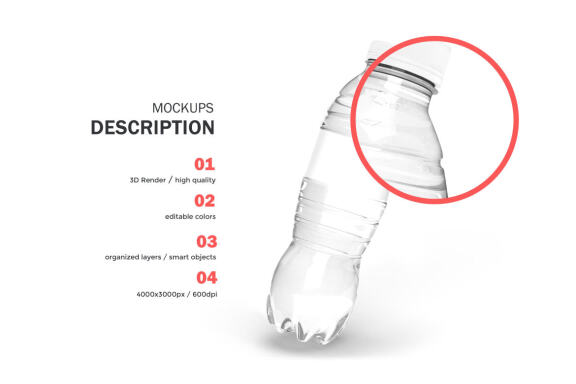 Plastic Water Bottle - Product PSD Mockup