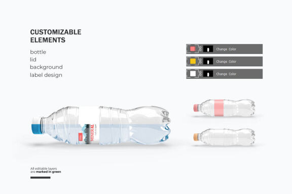 Plastic Water Bottle - Product PSD Mockup
