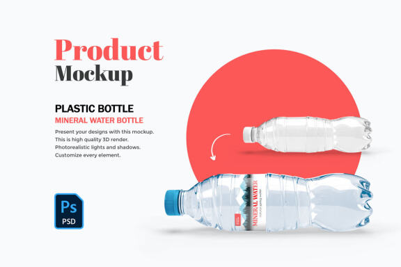 Plastic Water Bottle - Product PSD Mockup