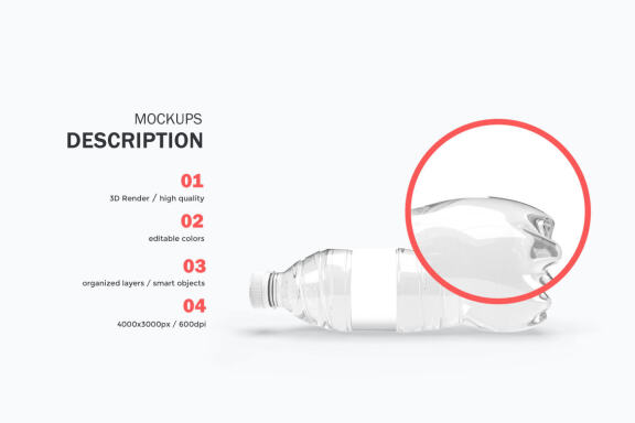 Plastic Water Bottle - Product PSD Mockup