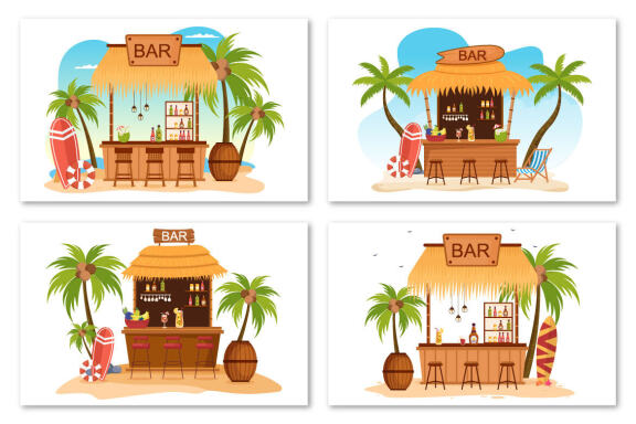 15 Bar or Pub Cartoon Illustration