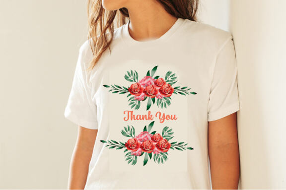 Watercolor Floral Thank You Frame Clipart