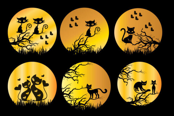 Cute Cat Halloween vintage design